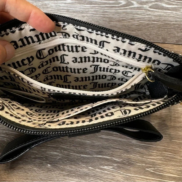 Juicy Couture Peek A Bow crossbody bag Black Gray Gold Tone hardware - Picture 9 of 14